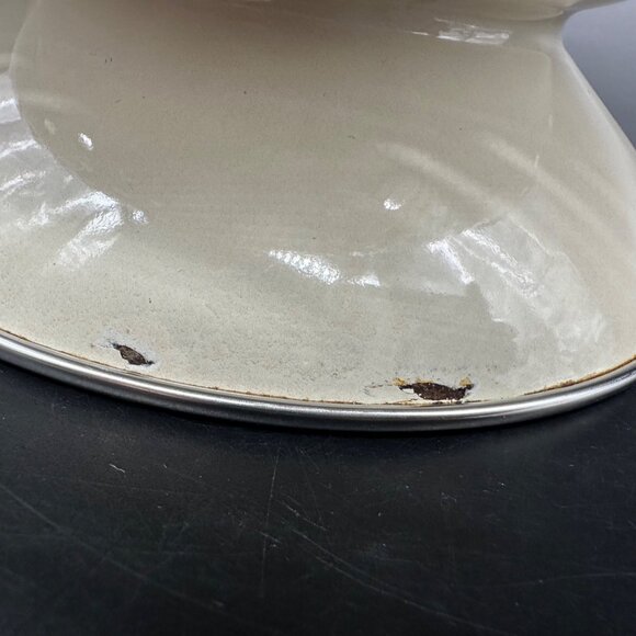 Vintage Colander Strainer 1980s Seashell Enamel Metal Cream Pink Nautical Beach - Picture 9 of 14